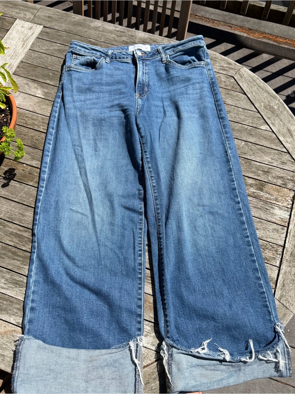 Just Black Denim - Wide Leg Cuffed Women's Jeans - Blue - 30